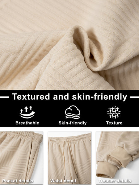 Men's Casual Fashion Set: Knitted Jacquard Hoodie and Sweatpants 2pcs Set