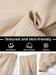 Men's Casual Fashion Set: Knitted Jacquard Hoodie and Sweatpants 2pcs Set