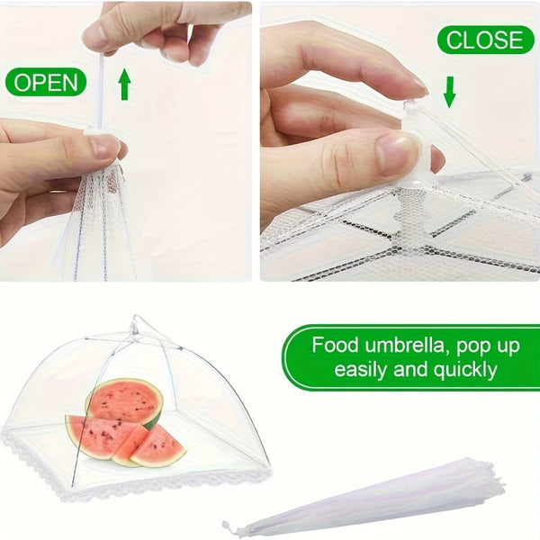 4pcs Pop-Up Food Covers, Foldable Mesh Food Tents, Reusable And Washable Dustproof Protection for Outdoor Picnics, Camping, BBQ, Food Protector Nets, Ideal for Outdoor Picnics And Parties, Perfect for Breakfast Spread, Party Food Cover
