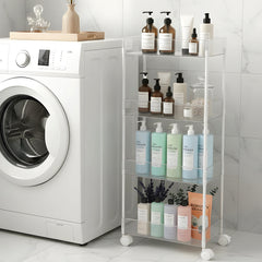 2/3/4-Tier Transparent Storage Cart - Multi-Functional Rolling Organizer with Wheels | for Bathroom, Kitchen, Laundry Room | Snack & Toiletries Holder (Easy Assembly)