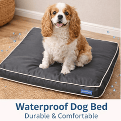 Waterproof Dog Bed, Plush Dog Mattress, Charcoal, Machine Washable, Medium & Large Sized, Cozy Dog Bed, Dog Sleeping Mattress
