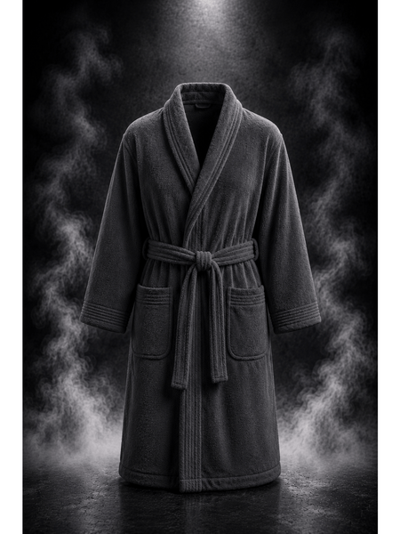 Unisex Terry Towelling Bathrobe with Shawl Collar, Soft Cotton Robe with Belt & Pockets, Comfortable Dressing Gown for Men & Women, S-XXL