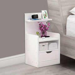 Bathroom Storage Cabinet | White Wood-Plastic Freestanding Organizer | 3-Tier with Slatted Doors & Open Shelf | Space-Saving Design for Bathroom, Kitchen, Bedroom | Modern Minimalist Style, Versatile Cabinet | Slatted Door Design | Woodplastic Material, B