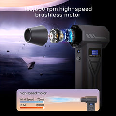 150000 RPM High Speed Violent Turbo Fan High Power Car Dust Blower Multifunctional Portable Violent Camping Fan Handheld Outdoor Camping Hair Dryer, Brushless Motor Turbofan Violent Fan High Speed Turbo Fan, Dust Buster