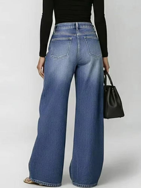 Women's Retro High Elasticity Denim Pants with Metal Circles Design- Long Versatile Jeans for Women, High-waist Trousers, Trendy Womens Clothes for Summer, All Seasons Style, Fabric, Hand Washable, Slim Fit, Suit for Daily Wear