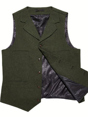 Men'S Vest Retro Fashion Groom Wedding Party Vest Men'S Herringbone Casual Business Waistcoat