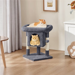 Costoffs 59cm Height Cat Tree, 2-Level Cat Tower Furniture, Climbing Frame with Condo/Plush Perch/Scratch Posts, Cat Climbing Tower for Cats Kittens Pets, Small to Medium-sized Cats, Dark Gray/Light Gray/Black/Pink