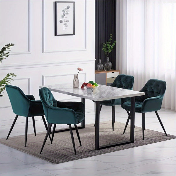 Dining Chairs with Velvet Thick Padded Upholstered Kitchen Tub Chair Armchair with Backrest Metal Legs Living Room Reception Leisure Chairs for Bedroom Lounge Office