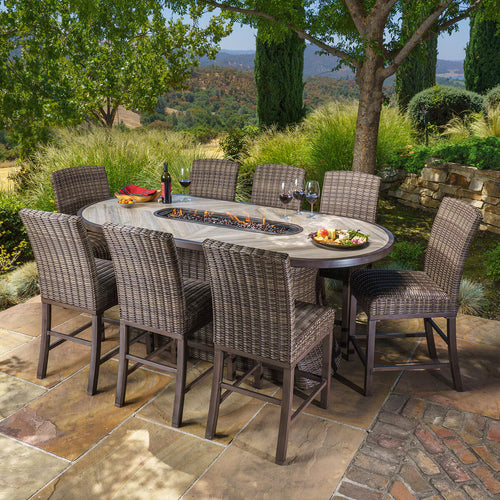 Sunvilla Orvell 9 Piece Wicker High Dining Fire Set
