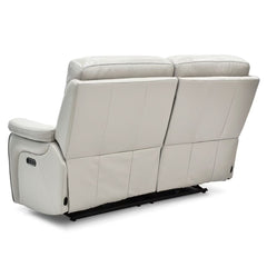 Fletcher Light Grey Leather Power Reclining 2 Seater Sofa with Power Headrest