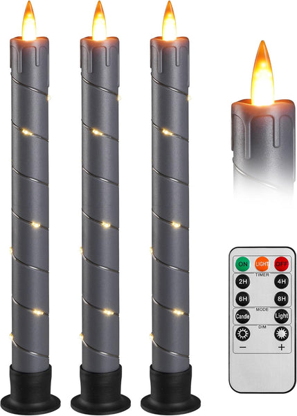 Da by 3 Flameless Window Candles with Remote Control & Timer, Battery Powered Surround Fairy Lamp, 9.6