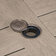 Sunvilla Nichols 7 Piece Sling Dining Patio Set with Faux Wood Table Top + Cover