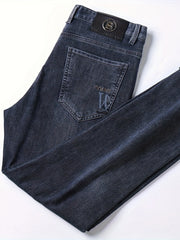 2026 New Men's Jeans, Business Slim Fit Straight-Leg Stretch Denim Pants, Washed Casual Long Trousers for Men