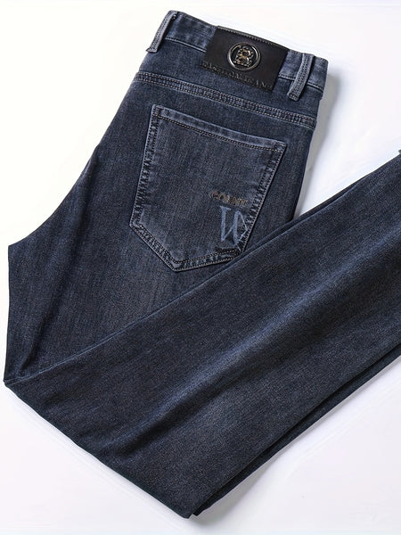 2026 New Men's Jeans, Business Slim Fit Straight-Leg Stretch Denim Pants, Washed Casual Long Trousers for Men