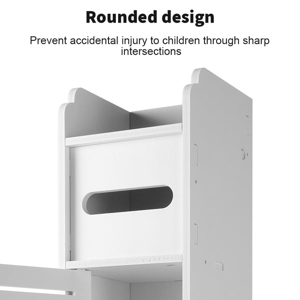 White Free Standing Toilet Paper Roll Holder Wooden Bathroom Storage Cabinet UK