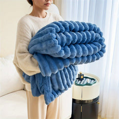 Luxurious Faux Rabbit Fur Throw Blanket - Ultra-Soft & Warm All-Season Luxury Blanket, Double-Sided Plush Fur for Couch, Bed, Travel, Office - Machine Washable, Elegant Home Decor Gift for Valentine'S Day, Housewarming, Birthday