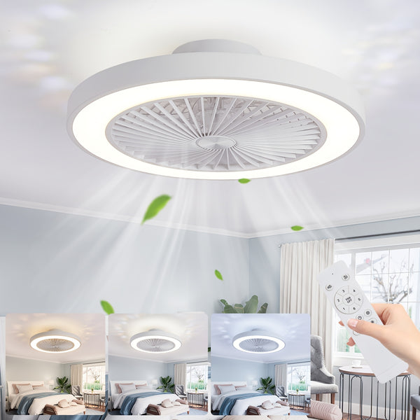 20' Low Profile Ceiling Fan with Lights And Remote Low Profile Flush Mount Ceiling Fan Light 6 Speeds 4000LM 48W Fandelier LED Fan Light Smart Timer 3000-6500K Dimmable for Dining Living Room