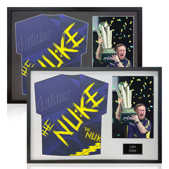 Luke Littler Signed Framed Darts Shirt Including 1 Photo in 2 Options: White or Black Mount