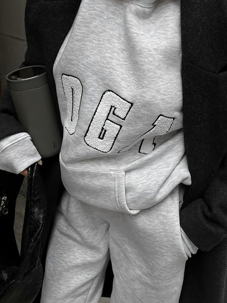 2024 New YOGA Letter Embroidery Gray Casual Loose Sports Sweatshirt, Women's Top, Sports Hoodie
