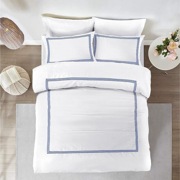 Embroided Baratta Stitch Duvet Cover Set with Matching Pillowcases - Ultra-soft Brushed Microfibre – Chic & Modern Design – Easy Care & Machine Washable