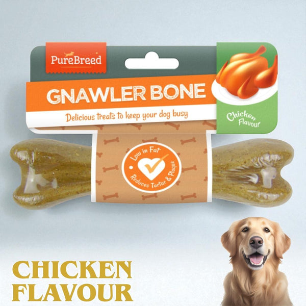 Chicken Gnawer Bones – 7-Inch Dog Chew Treat | Chicken-Flavored Long Chew Stick for Medium & Large Dogs | Tasty & Delicious Training Reward