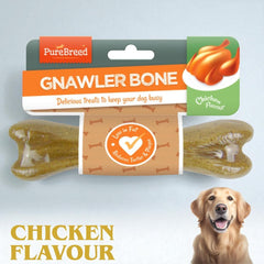 Chicken Gnawer Bones – 7-Inch Dog Chew Treat | Chicken-Flavored Long Chew Stick for Medium & Large Dogs | Tasty & Delicious Training Reward