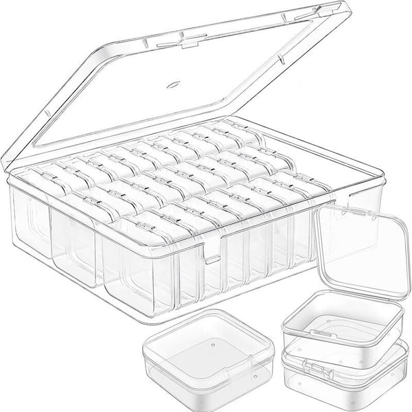 30 Compartment Clear Plastic Jewelry Organizer Case, Transparent Earring Storage Box with Removable Dividers, Compact Design for Travel and Vanity Display