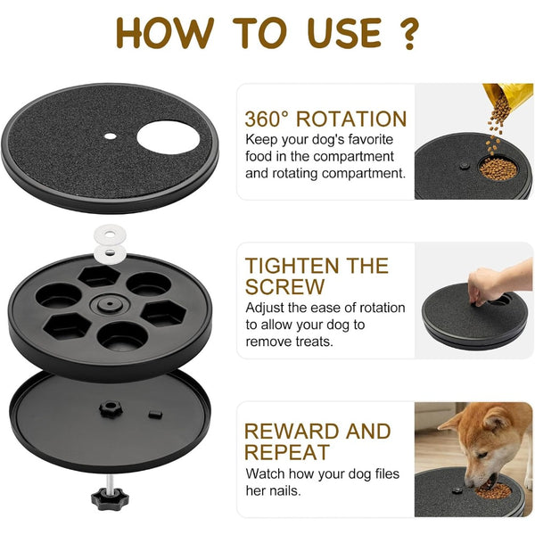 Multifunctional Dog Nail Scratch Pad Dog Nail Grinder Alteractive, Interactive Dog Food Dispenser Plate Toy, Dog Training Plate Bowl
