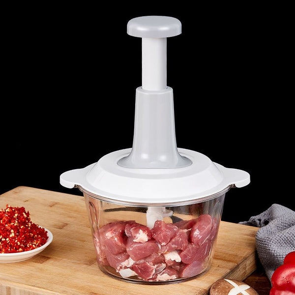 1pc 2 Litre Heavy-Duty Manual Food Chopper with Quick Press Lever - Heavy Base, Clear Cup for Tracking, for Vegetables, Fruits, Herbs, Salsa, Garlic, Pesto - Kitchen Essentials, Home Cooking, Party Prep - Ideal Gift for Cooks, Vegetable Chopping, Compact