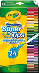 CRAYOLA Supertips Washable Markers - Assorted Colours (Pack of 24) | Premium Felt Tip Pens That Can Easily Wash off Skin & Clothing | Ideal for Kids Aged 3+