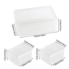 3-Piece Set of Transparent Stackable Storage Containers with Lids, Cosmetics and Jewelry Storage Box, Multi-functional Home Storage Box for Bathrooms, Bedrooms, Living Rooms and Kitchens and Picnic Use