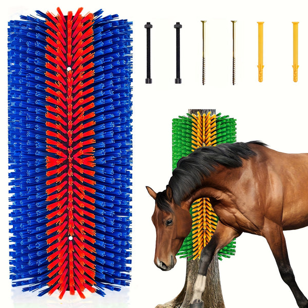 Horse Grooming Brush, Massage & Cleaning Brush with Plastic Horsehair, for Horses Cattle Goats Sheep Pigs