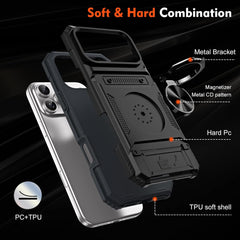 Phone Case - Premium Case Featuring a Concealed Card Slot for Two Cards, a 360° Rotating Kickstand, And a Robust Dual-Layer Design That Offers Shock Resistance for Iphone 17 Pro Max, 16, 15, 14, 13, And Air Plus. This Black Cover Is Non-Slip