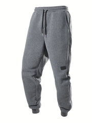 5pcs Men's Fleece Lined Solid Jogger Sweatpants With Drawstring, Casual Warm Sporty Trousers As Gift