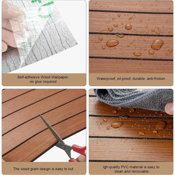 Self-Adhesive Wood Effect Wallpaper 3D Wood Panel Vinyl Wrap Peel and Stick Waterproof Sticky Back Plastic for Walls Furniture Cabinets 40cm x 300cm