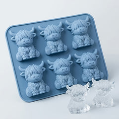 1/2pcs Mini Highland Cow Ice Cube Mold – Cute 3D Ice Cubes, Suitable for Drinks, Parties, and Gifts - Mini Highland Cow Ice Cube Mold