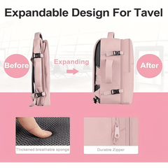 Easyjet Cabin Bag 45x36x20 Underseat, Large Capacity Travel Backpack for Women, Airline Approved Carry On Luggage Rucksack, Multifunctional Laptop Backpack with Shoe Pouch for Business, School, and Daily Commute, Pink