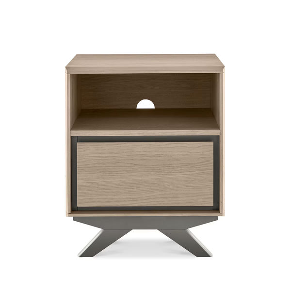 Bentley Designs Brunel Scandi Oak & Dark Grey One Drawer Nightstand, 2 Pack
