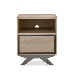 Bentley Designs Brunel Scandi Oak & Dark Grey One Drawer Nightstand, 2 Pack