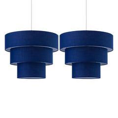 Set of 2 Barty - Navy Blue 38cm Tiered Pendant Shades