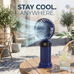 1 Foldable 3-in-1 Handheld Fan with LED Digital Display and 5 Adjustable Wind Speeds, Portable USB Rechargeable Fan with 90° Angle Adjustment and Whisper-Quiet Operation for Outdoor Travel Office and Daily Use