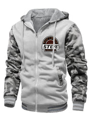 Men'S Cozy Fleece Hoodie, Stylish Color-Blocked Jacket for Autumn And Winter