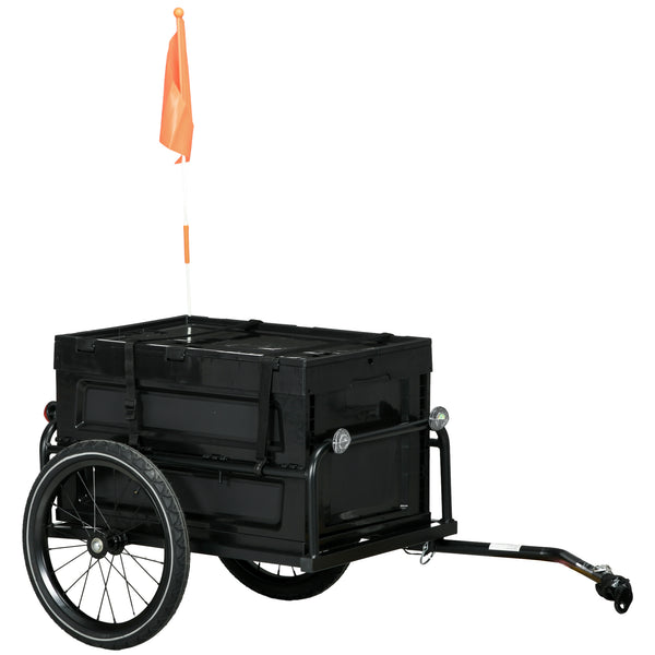 Bicycle Cargo Trailer with 65L Foldable Storage Box and Safe Reflectors