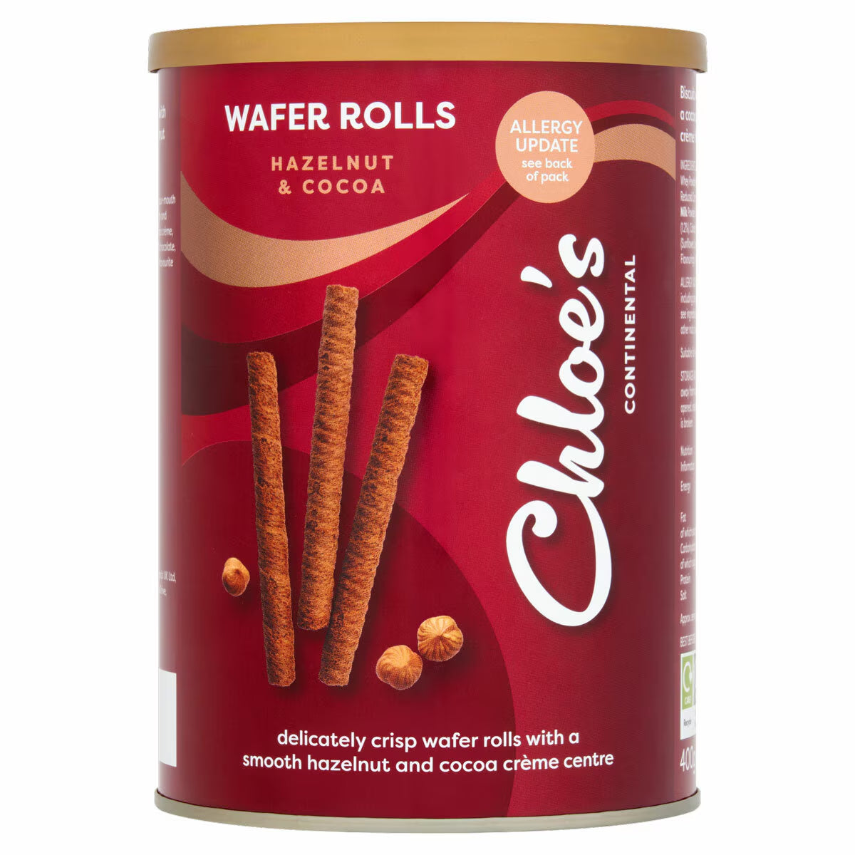 Chloe'S Hazelnut & Cocoa Wafer Rolls, 2 X 400G