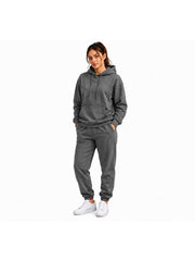 Women'S Outfit Two-Piece Set Featuring a Hooded Long-Sleeve Sweatshirt And Long Pants Solid Colour Knit Fabric Tracksuit, Regular Fit, Perfect Gift for Women, Daily & Outdoor Wear Large Pockets Matching For All Seasons S-XL