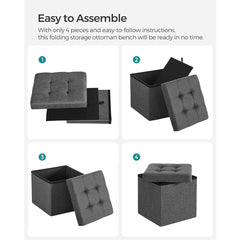 Storage Stool Padded Foldable Bench, Chest with Lid, 40L Capacity, Holds Up to 300kg, for Bedroom, Hallway, Living Room