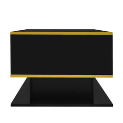 Modern LED coffee table, 100cm high gloss white coffee table, with 3 drawers and RGB light strips, adjustable color/brightness, gold edge, PB board material, suitable for living room, bedroom, lounge, studio - with a load-bearing capacity of 50kg and spac