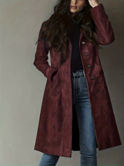 Women's Elegant Vintage Coat - Classic notched lapel, Front Button Closure, Structured H-Silhouette