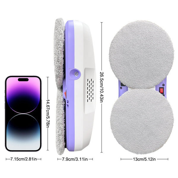 PuRuiKaiM8 Fully Automatic Plug-in Intelligent Window Cleaning Robot (2026 Latest Model) with Automatic Bidirectional Water Spray with Remote Control, 4.5-meter Anti Fall Safety Rope, Including 10 Cleaning Cloths And Spray Bottles