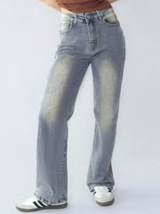 【Tall】KatchMe Women's Wide Leg Jeans - Mid Rise Relaxed Fit Denim Pants, Soft Stretch Comfortable Trousers for Fall & Winter, Streetwear Casual Bottoms